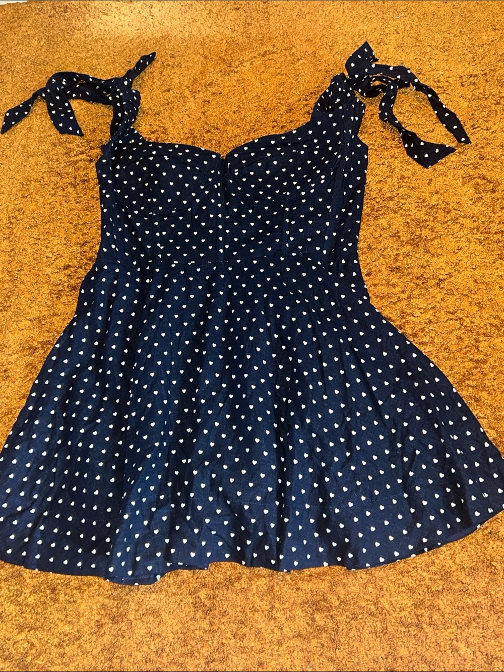 Sweetheart Navy Mini Dress with White Heart Print